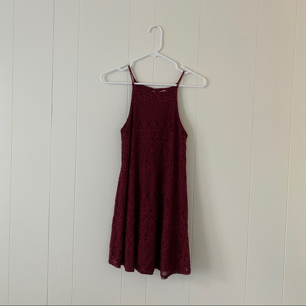 Lace shift halter dress